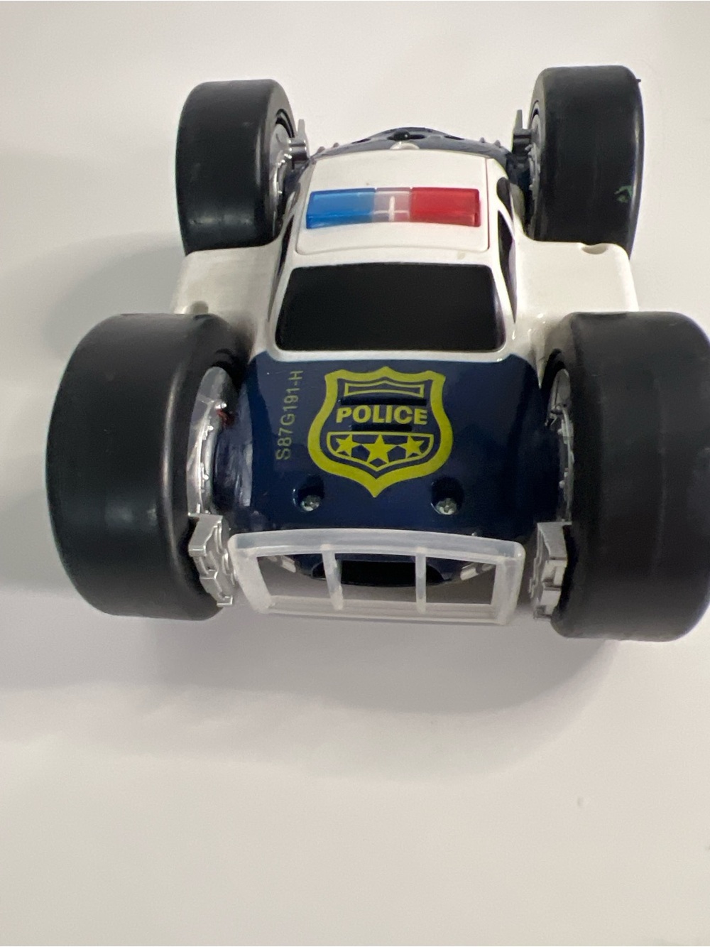 Kids Police Stunt Car Toy - White & Navy Blue